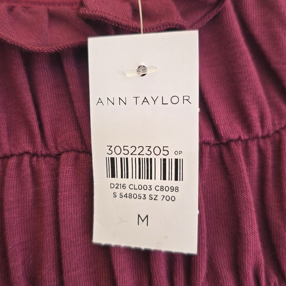 Ann Taylor Burgundy Ruffle Long Sleeve Dress NWT - Size M - Picture 4 of 10